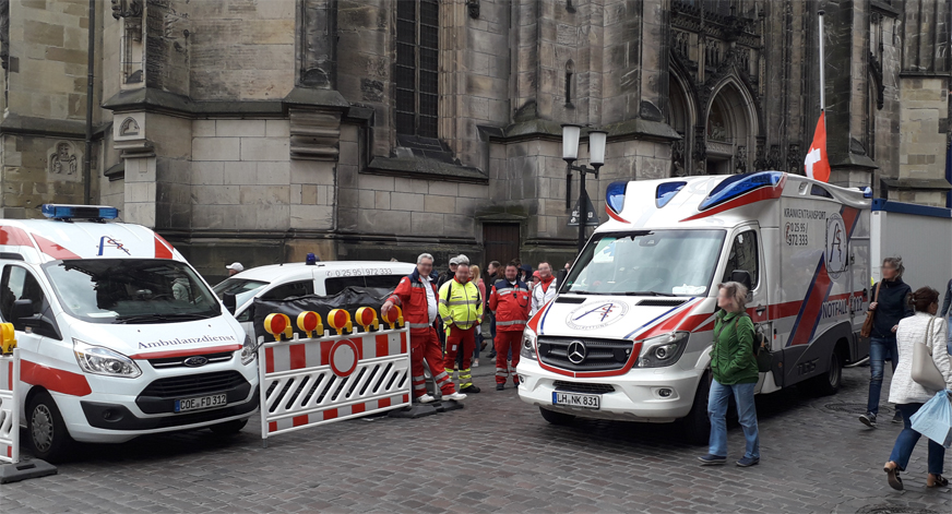 Team beim Sanitätsdienst - hier Innenstadt Münster